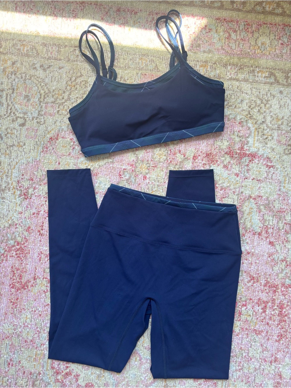 NWOT \\ plaid print double layer bra + legging set